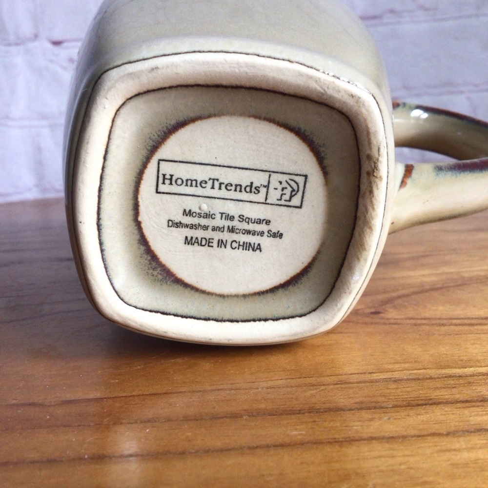 Home Trends Mosaic Tile Square Tan and Brown Ceramic Mugs - Set of 4 - Picture 12 of 12